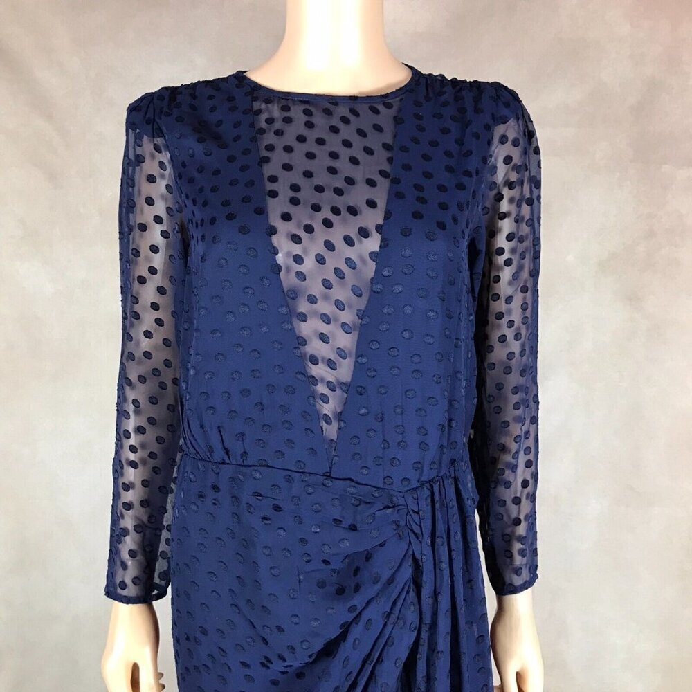 Blue Polka Dot Illusion Maxi Dress NWT M - Picture 10 of 15